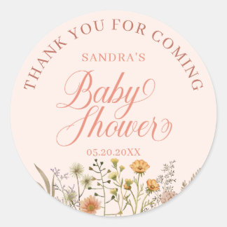 Wildblume Boho Danke Baby Dusche Runder Aufkleber