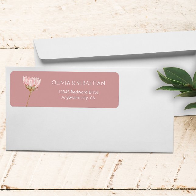 Wildblume Boho Dusty Rose Hochzeit Rücksendeadress (Von Creator hochgeladen)