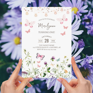Wildblume Boho Einladung zum 1. Geburtstag