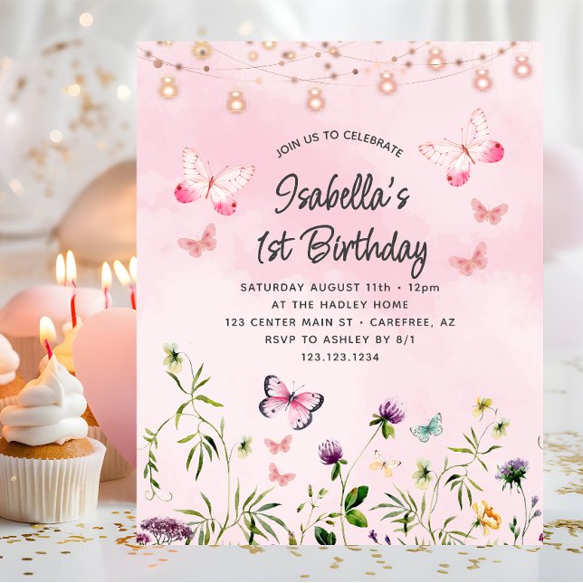 Wildblume Boho Einladung zum 1. Geburtstag (Von Creator hochgeladen)
