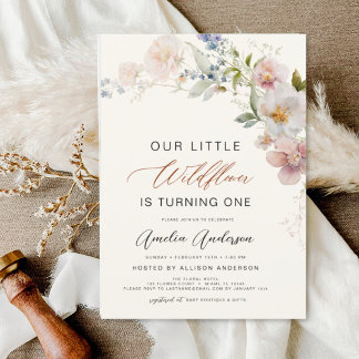 Wildblume Boho Erster Geburtstag Einladung