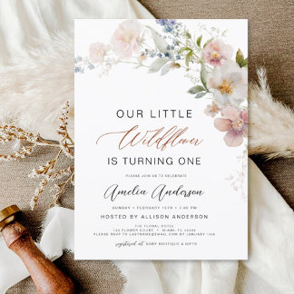 Wildblume Boho Erster Geburtstag Einladung