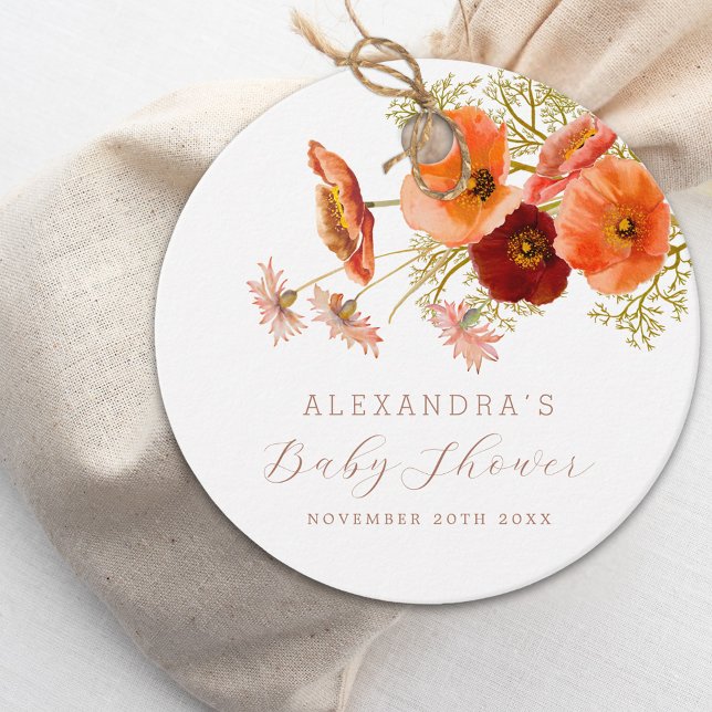 Wildblume Boho Fall Floral Custom Baby Dusche Geschenkanhänger (Boho fall wildflower floral personalized baby shower favor tag)