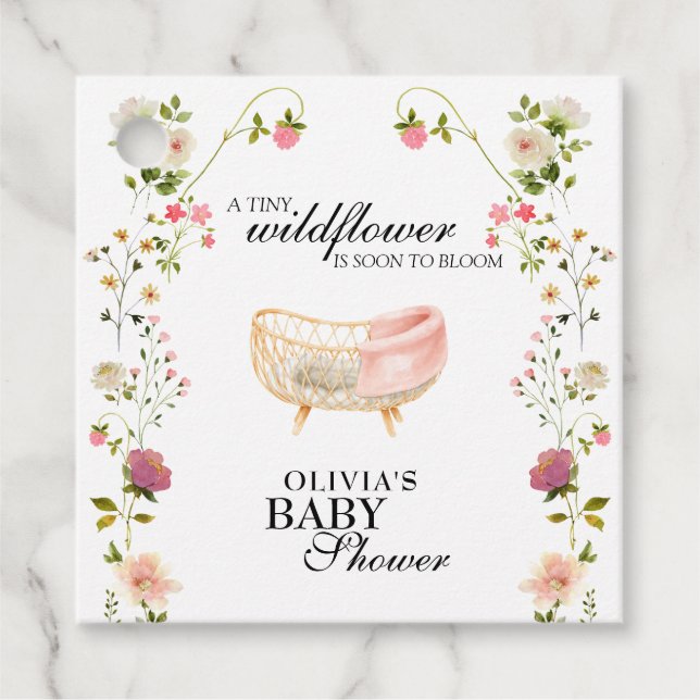Wildblume Boho Floral Baby Dusche Geschenkanhänger (Vorderseite)