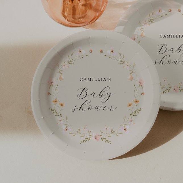 Wildblume Boho Floral Baby Dusche Pappteller (Von Creator hochgeladen)