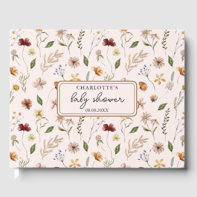 Wildblume Boho Floral Baby Showbook Gästebuch (Vorderseite)