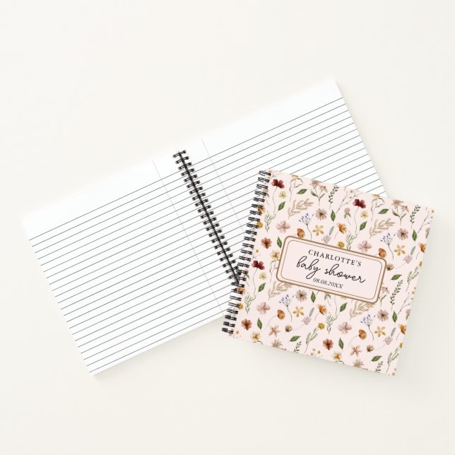 Wildblume Boho Floral Baby Showbook Notizbuch (Innenseite)