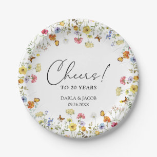 Wildblume Boho Floral Cheers Hochzeitstag Pappteller