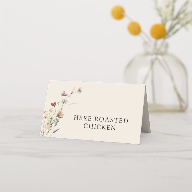 Wildblume Boho Food Buffet Karten (Vorderseite)