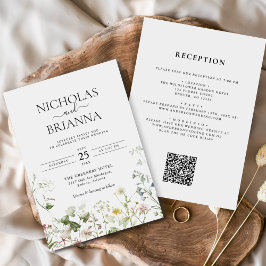 Wildblume Boho Garden All in One QR Hochzeit Einladung