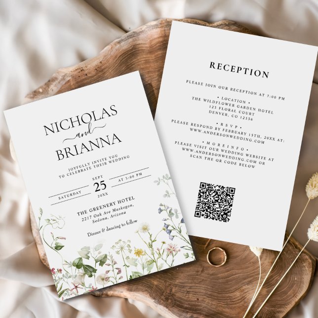 Wildblume Boho Garden All in One QR Hochzeit Einladung (Von Creator hochgeladen)