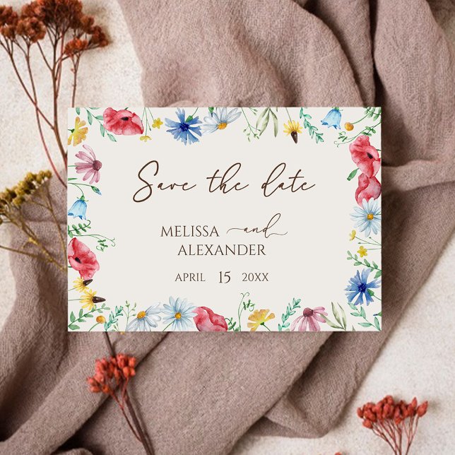 Wildblume boho Garden Beige Horizontal Save The Date (Von Creator hochgeladen)