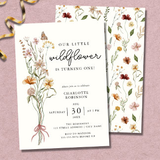 Wildblume Boho Garden Floral Erster Geburtstag Einladung