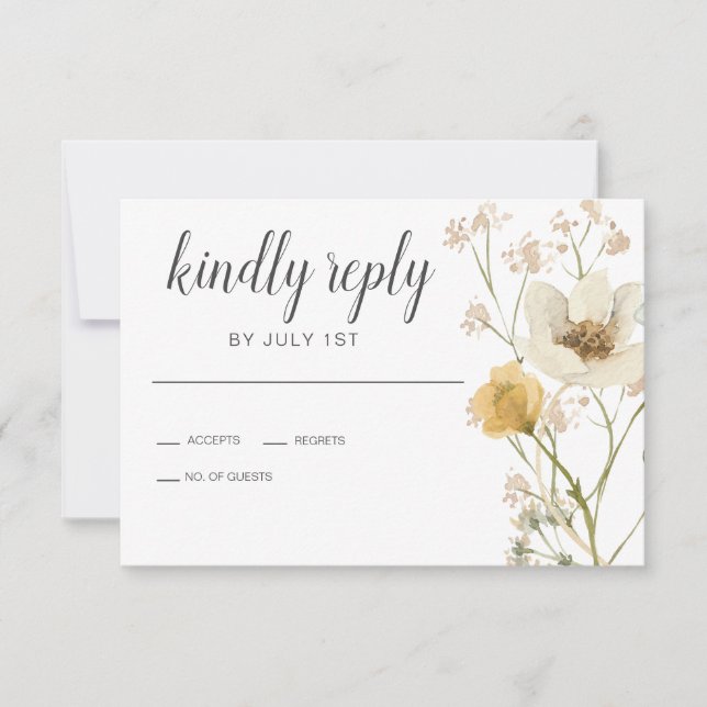 Wildblume Boho garden Floral Wedding RSVP Card
