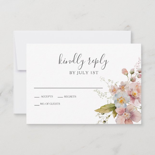 Wildblume Boho garden Floral Wedding RSVP Card (Vorderseite)