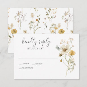 Wildblume Boho garden Floral Wedding RSVP Card Karte
