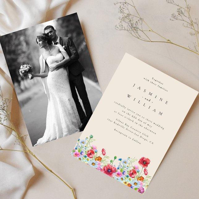 Wildblume Boho Garden Foto Hochzeit Einladung (Von Creator hochgeladen)