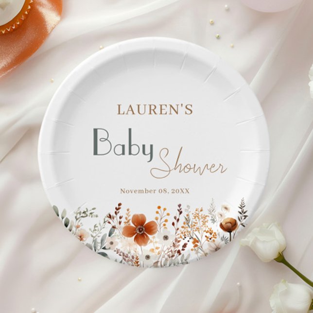 Wildblume Boho Gender Neutral Baby Dusche Pappteller (Von Creator hochgeladen)