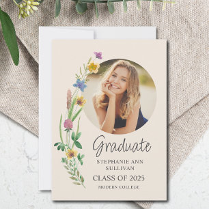 Wildblume Boho Girl Foto Uni-Abschluß Ankündigung