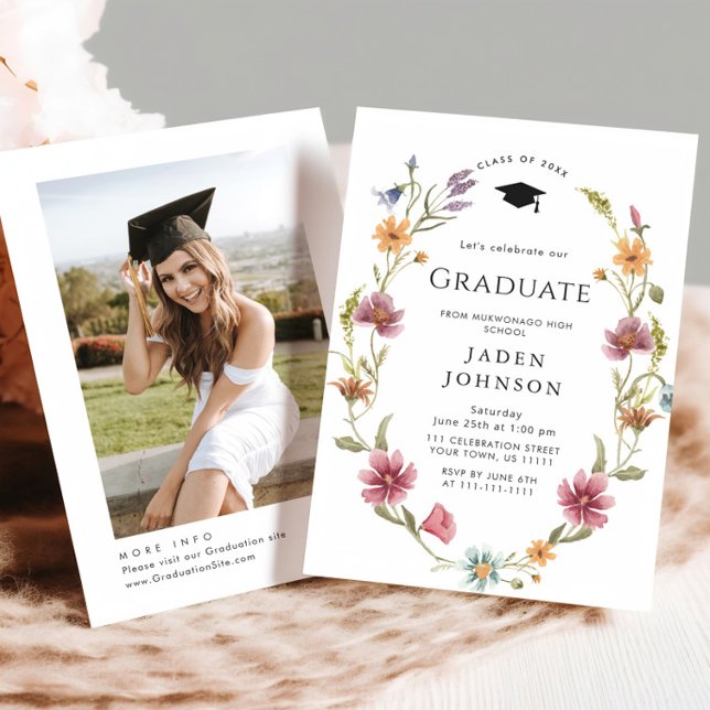 Wildblume Boho Graduation Party Einladung (Von Creator hochgeladen)