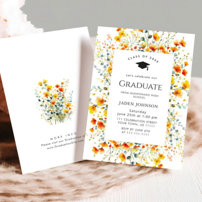 Wildblume Boho Graduation Party Einladung (Von Creator hochgeladen)
