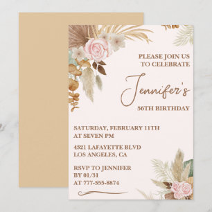 Wildblume Boho Groovy Whimsy 56. Geburtstag Einladung