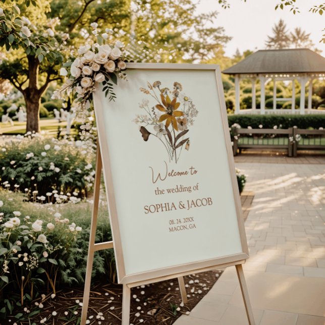 Wildblume Boho Hochzeit im Herbst Begrüßungspapier Poster (Von Creator hochgeladen)