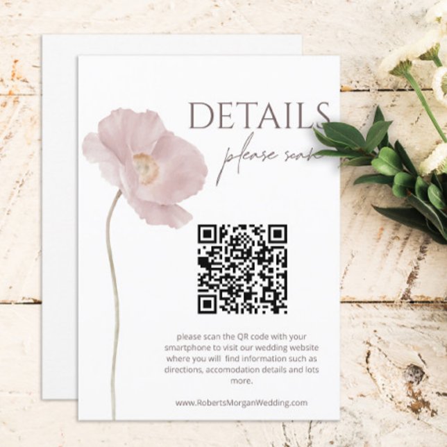 Wildblume Boho Hochzeitdetails mit QR-Code Begleitkarte (Von Creator hochgeladen)