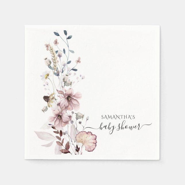 Wildblume boho minimale moderne Baby Dusche Serviette (Vorderseite)