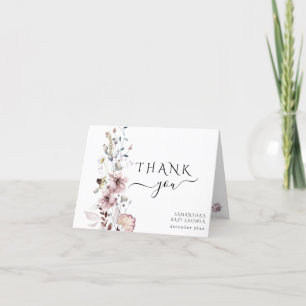 Wildblume boho minimalistisch moderne Babydusche Dankeskarte