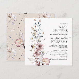 Wildblume boho minimalistisch moderne Babydusche Einladung