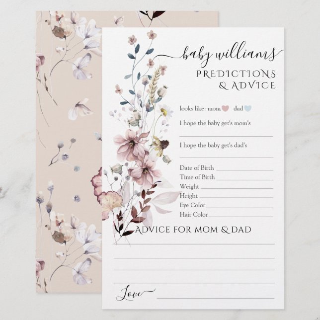 Wildblume boho moderne Baby Showspiele (Vorne/Hinten)
