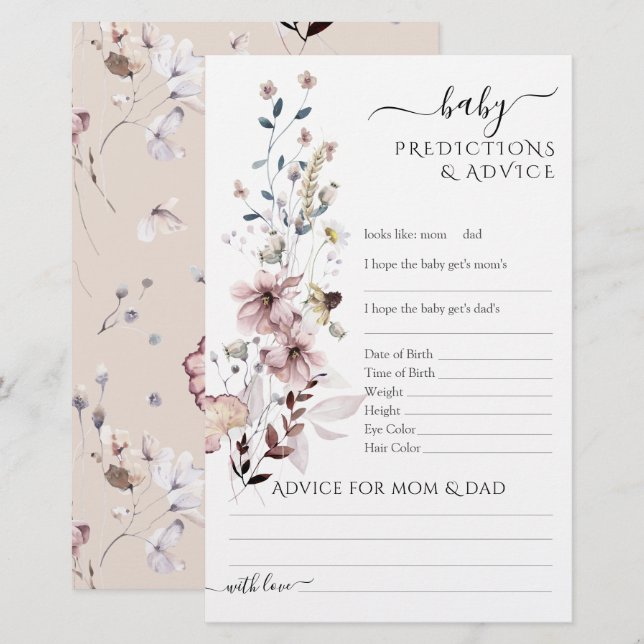 Wildblume boho moderne Baby Showspiele (Vorne/Hinten)