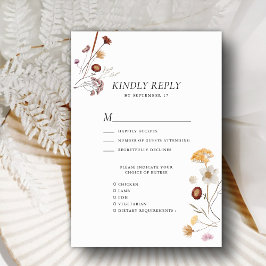 Wildblume Boho Moderne Whimsical Floral Wedding RSVP Karte