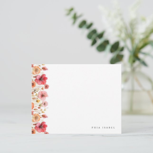 Wildblume Boho Personalisiert Stationery Note Card Mitteilungskarte (Stehend Vorderseite)
