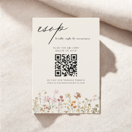 Wildblume Boho QR Code Wedding RSVP Einladung