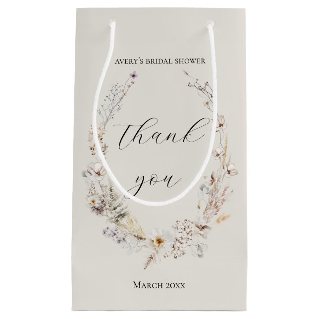 Wildblume Boho Rustic Elegantes Brautparty Kleine Geschenktüte (Vorderseite)