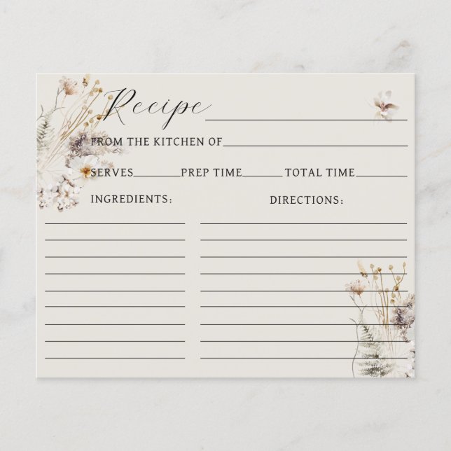 Wildblume Boho Rustikales Brautparty Rezept (Vorderseite)