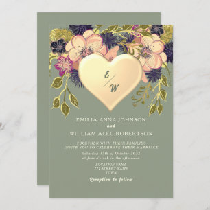 Wildblume Boho Sage Green Wedding Einladung