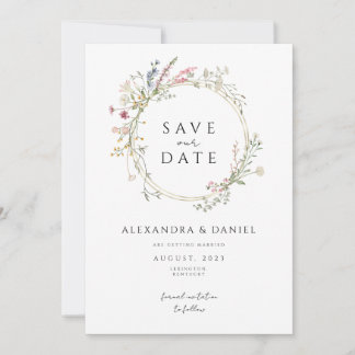 Wildblume Boho Save the Date minimalistisch Einladung