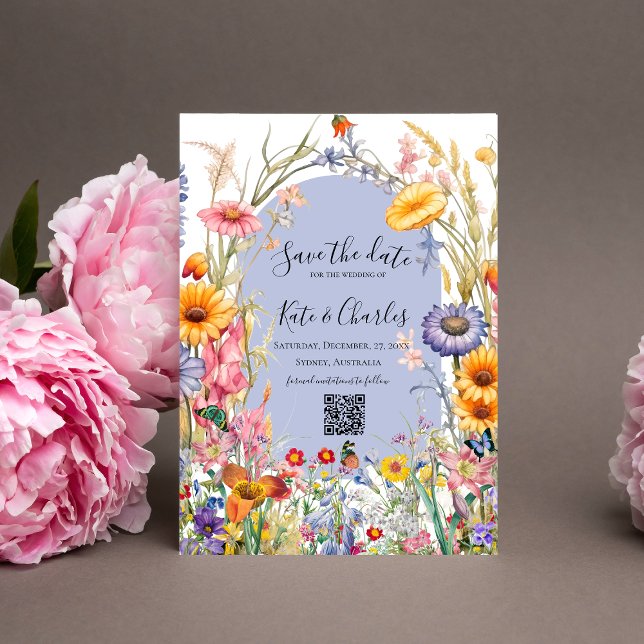 Wildblume boho schicke Kranz Save the Date einlade Einladung (Von Creator hochgeladen)