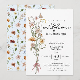 Wildblume Boho Sommer 1. Geburtstag Einladung