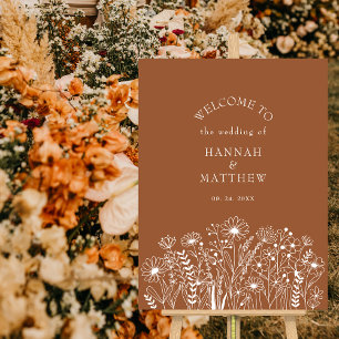 Wildblume Boho Terracotta Wedding Willkommen Poster