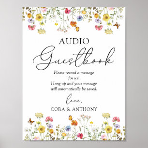 Wildblume Boho Wedding Audio Gästebuchunterschrift Poster