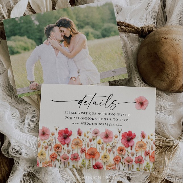 Wildblume Boho Wedding Detail Website Beipackkarte Begleitkarte (Wedding Details Card Wildflowers)