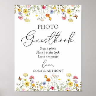 Wildblume Boho Wedding Foto Gästebuchunterschrift Poster