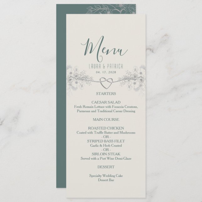 Wildblume Boho Wedding Menu Menükarte (Vorne/Hinten)