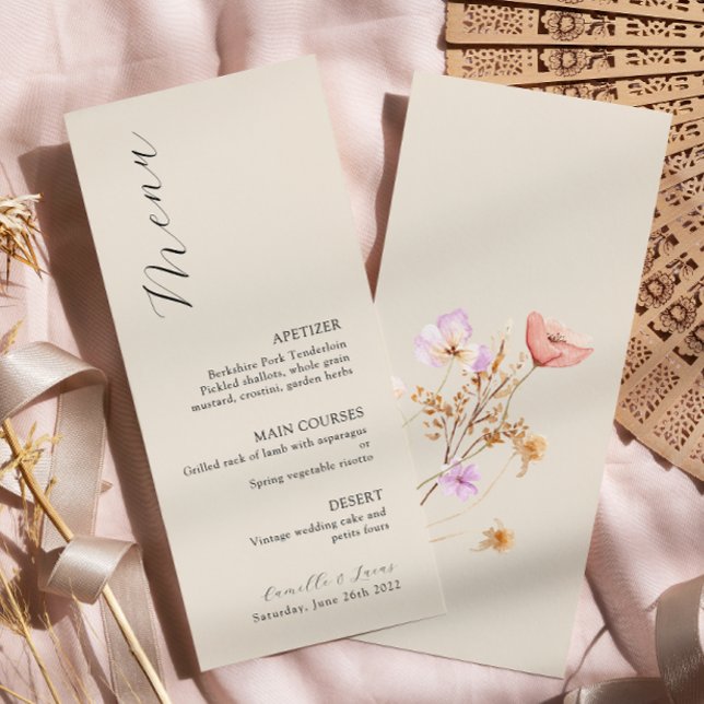 Wildblume Boho Wedding Menu Menükarte (Von Creator hochgeladen)