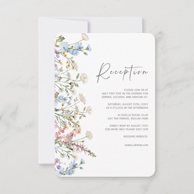 Wildblume Boho Wedding Reception Card Einladung (Vorderseite)