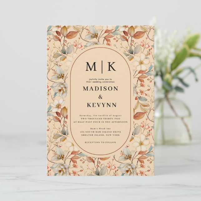 Wildblume Boho Wedding Save The Date (Stehend Vorderseite)